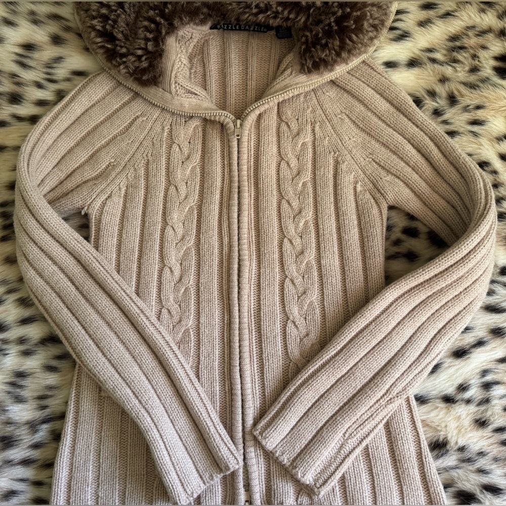 Razzle Dazzle Cozy Beige Cable Knit Sweater